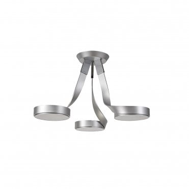CHARLIE 3 Light LED Ceiling Semi-Flush Polished Chrome Silver