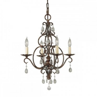 4 light french chandelier in bronze with crystal