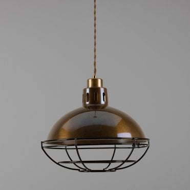 CHESTER - Cage Lamp Industrial Factory Light In Antique Brass