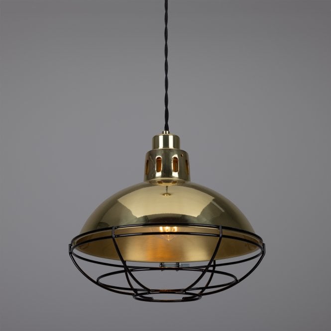 CHESTER - Cage Lamp Industrial Factory Light In Polished Brass