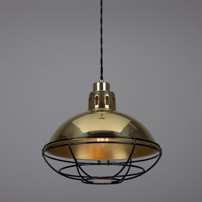 CHESTER - Cage Lamp Industrial Factory Light In Polished Brass