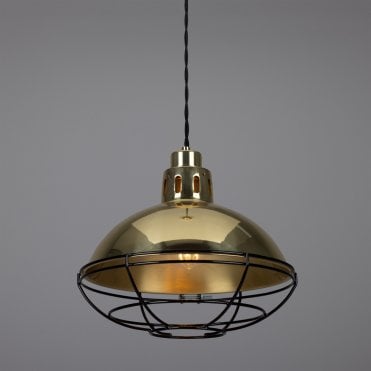 CHESTER - Cage Lamp Industrial Factory Light In Polished Brass