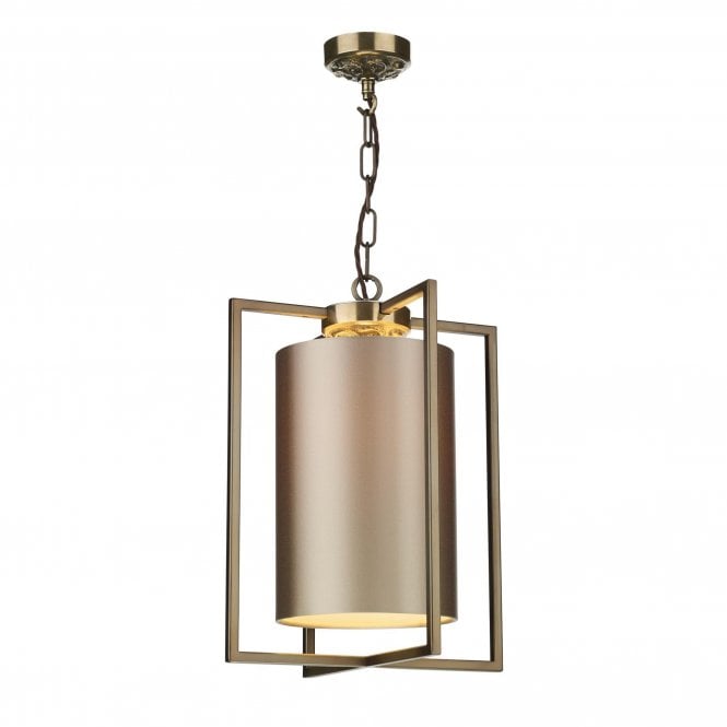 CHISWICK Ceiling Pendant with shade in Antique brass