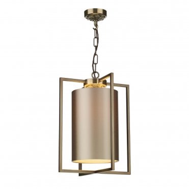 CHISWICK Ceiling Pendant with shade in Antique brass