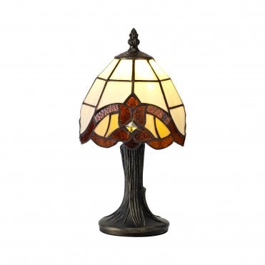CHRISTIANA Mini Tiffany Table Lamp in amber, clear, black and gold