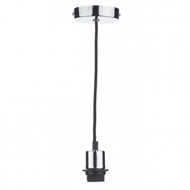CHROME - Pendant Suspension With Black Braided Cable