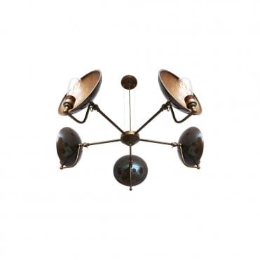 Chulainn - B 5 Arm Industrial Dish Chandelier In Antique Brass