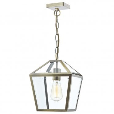CHURCHILL Antique Brass Ceiling Pendant Lantern