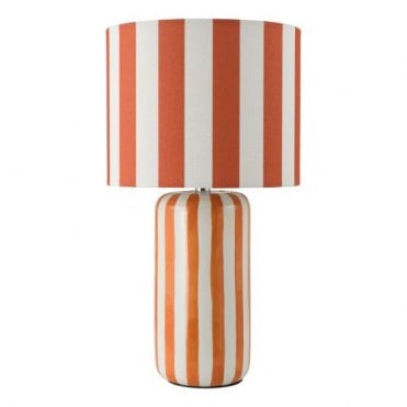 orange stripe ceramic table lamp with orange stripe shade
