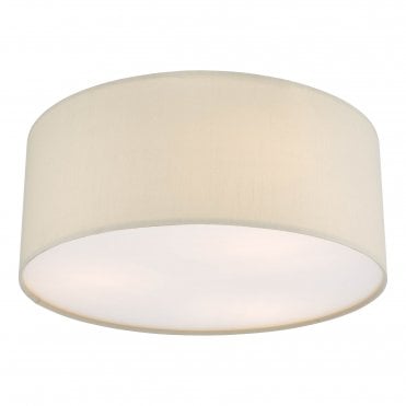 round deep flush light with taupe drum shade and diffuser