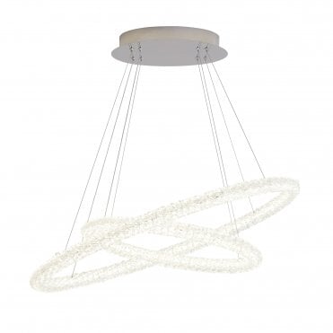 Led 2 Oval Ring Ceiling Pendant Chrome Clear Crystal