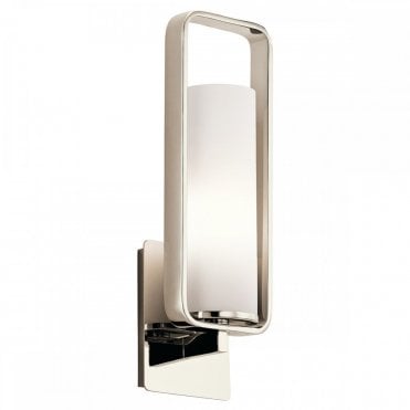 CITY Loft Modern Wall Light Polished Nickel Frame and Opal Glass