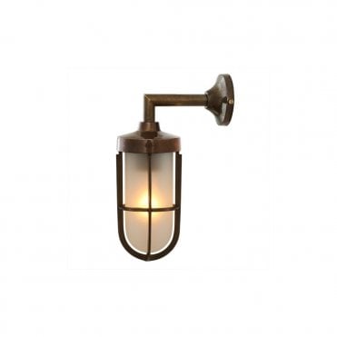 CLADACH - Bathroom Brass Well Glass Wall Light In Antique Brass