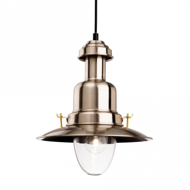 CLASSIC Fisherman Pendant, Brushed Steel with Clear Glass