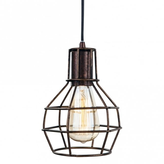 CLIPPER - Cage Style Ceiling Pendant Rustic Brown