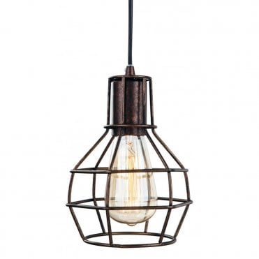 CLIPPER - Cage Style Ceiling Pendant Rustic Brown