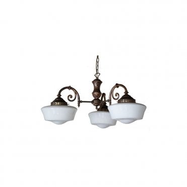 CLONES - 3 Arm 1920'S Schoolhouse Light In Antique Brass