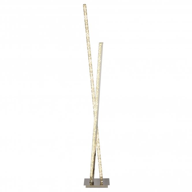 CLOVER 2 Light LED Column Floor Lamp Clear Crystal Trim Chrome