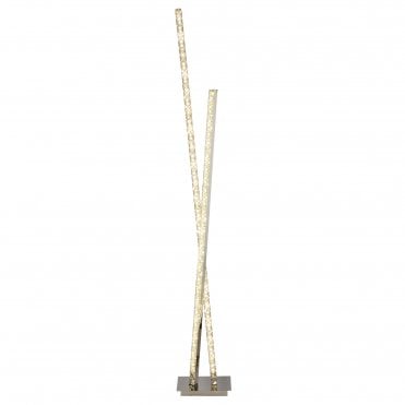 2 Light LED Column Floor Lamp Clear Crystal Trim Chrome