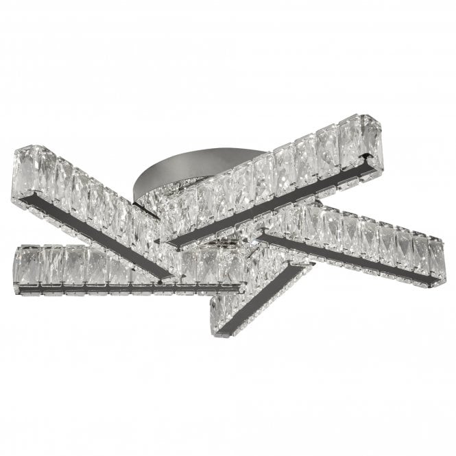 CLOVER - 5 Light Led Ceiling Flush Clear Crystal Chrome