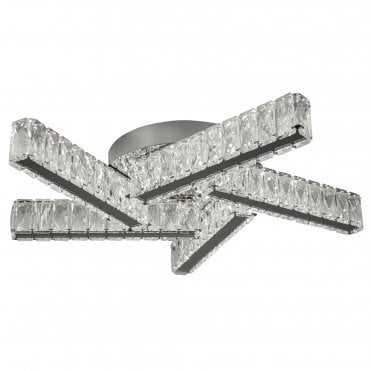 CLOVER - 5 Light Led Ceiling Flush Clear Crystal Chrome