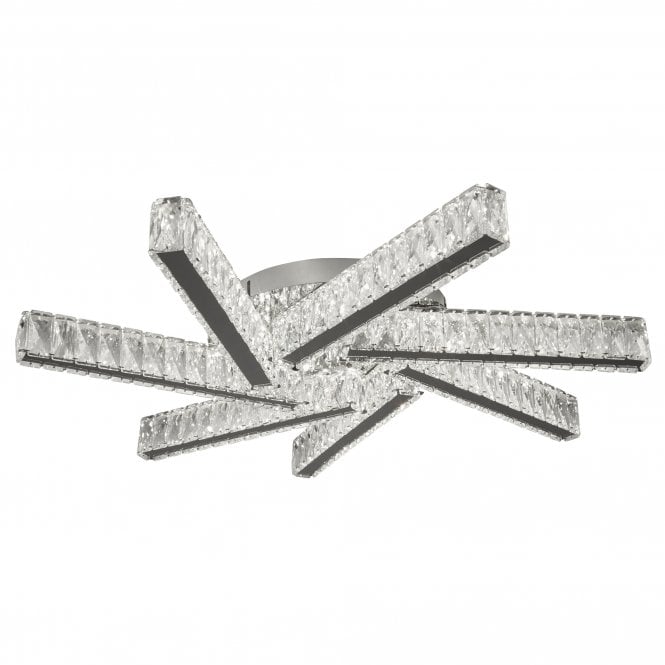 CLOVER - 7 Light Led Ceiling Flush Clear Crystal Chrome