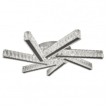 CLOVER - 7 Light Led Ceiling Flush Clear Crystal Chrome