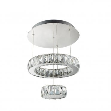 Led 2 Tier Ceiling Flush Chrome Clear Glass