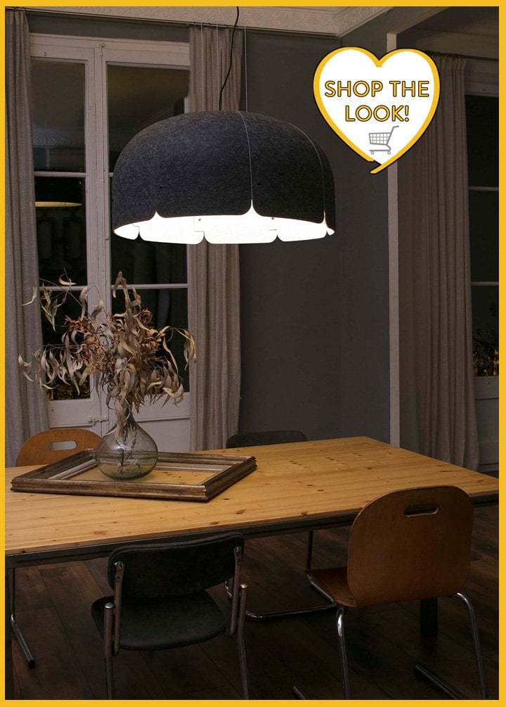 dining table with oversized light