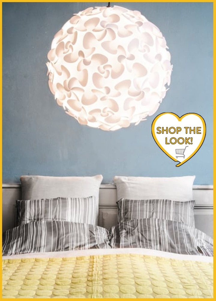 bed with wavy light