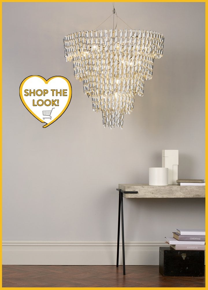 room with cascading crystal light