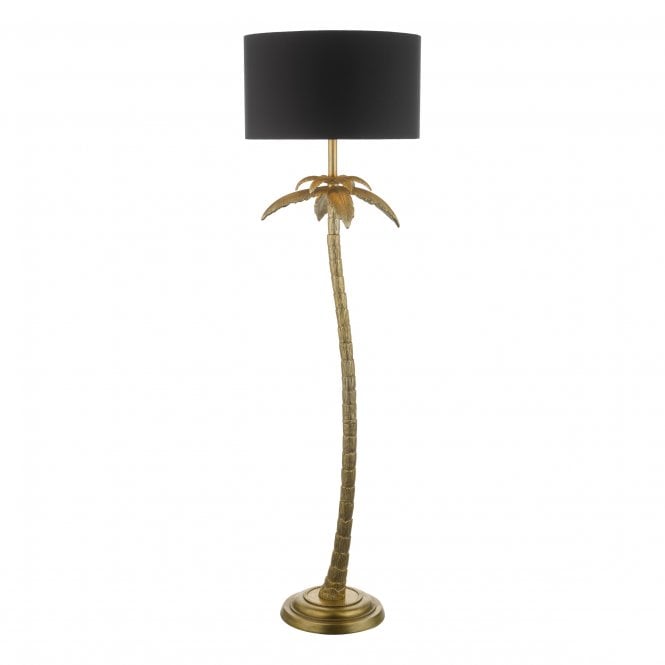 COCO Floor Lamp Antique Gold With Shade - Palm Tree