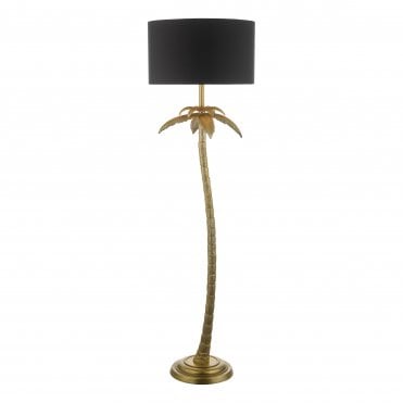 Floor Lamp Antique Gold With Shade - Palm Tree