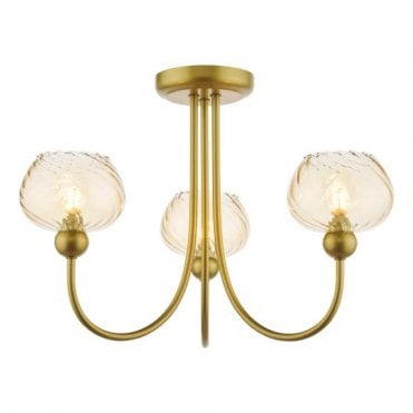 sating gold semi-flush ceiling light with champagne glass shades