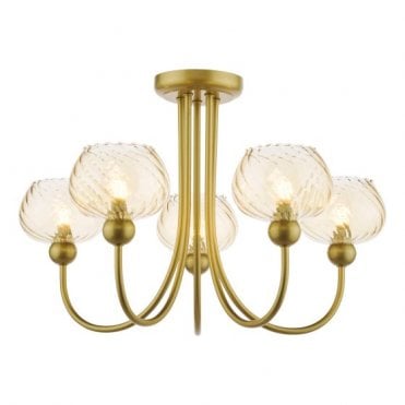 sating gold semi-flush ceiling light with champagne glass shades