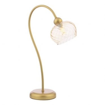 satin gold table lamp with champagne glass shade