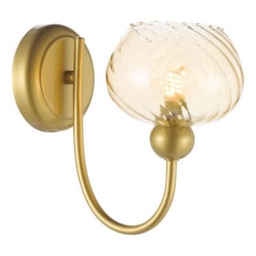 satin gold wall light with champagne glass shade