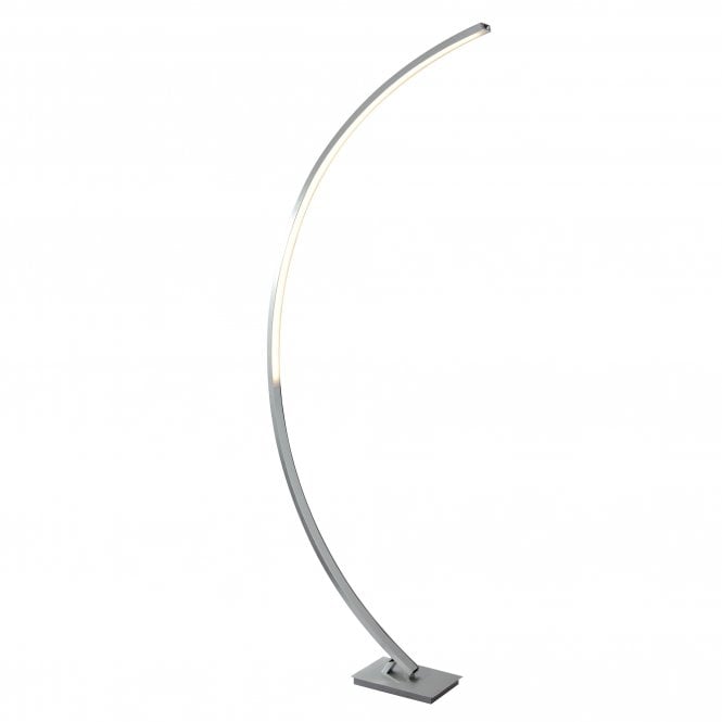 COLTON LED Curved Arc Floor Lamp Satin Silver