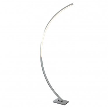 LED Curved Arc Floor Lamp Satin Silver