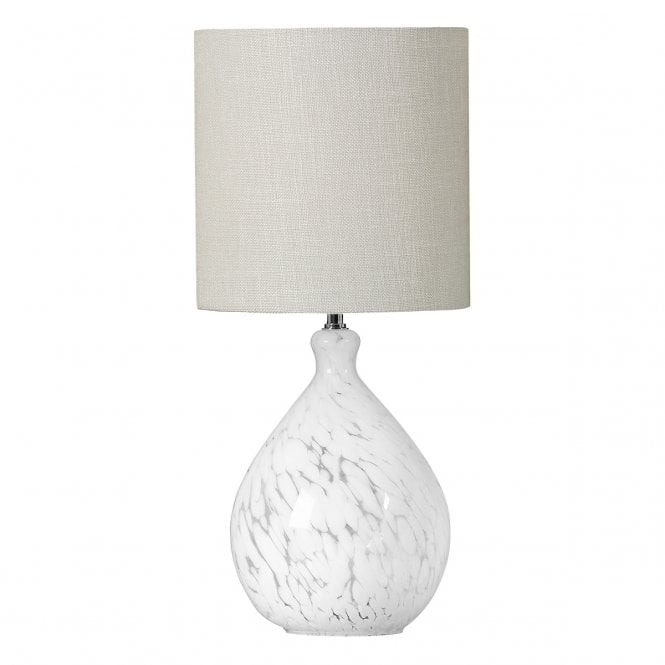 Confetti Table Lamp White Art Glass with Silver Linen Shade