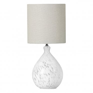 Confetti Table Lamp White Art Glass with Silver Linen Shade