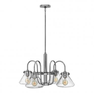 CONGRESS - 4 Light Tapered Clear Glass Chandelier in Chrome