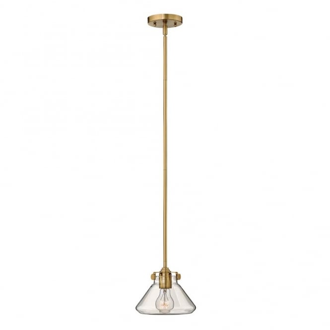CONGRESS - Tapered Clear Glass Ceiling Pendant in Antique Brass