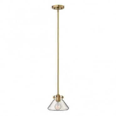 CONGRESS - Tapered Clear Glass Ceiling Pendant in Antique Brass