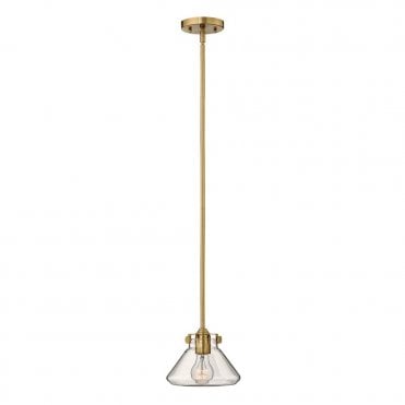 CONGRESS - Tapered Clear Glass Ceiling Pendant in Antique Brass