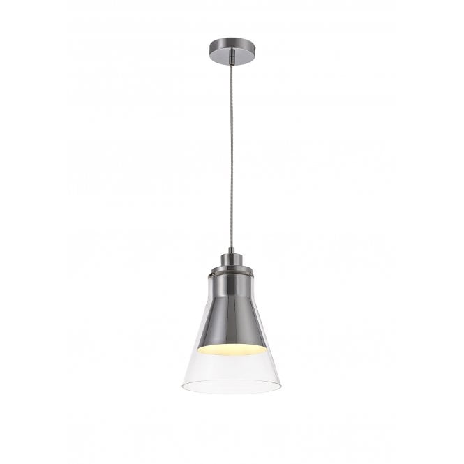 CONOID 1 x E27 Ceiling Pendant Polished Chrome/Clear Glass Cone Shaped