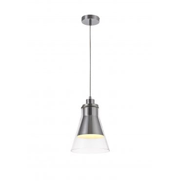 CONOID 1 x E27 Ceiling Pendant Polished Chrome/Clear Glass Cone Shaped