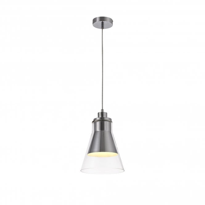 CONOID 1 x E27 Ceiling Pendant Polished Chrome/Clear Glass Cone Shaped