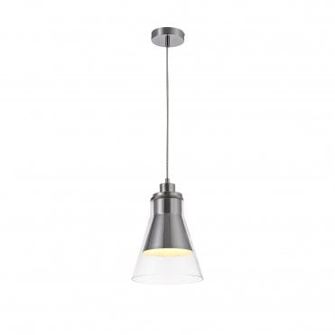 CONOID 1 x E27 Ceiling Pendant Polished Chrome/Clear Glass Cone Shaped