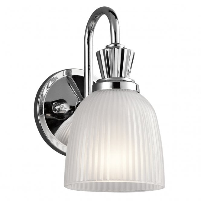 CORA LED Bathroom Wall Light Polished Chrome Ribbed Opal Glass